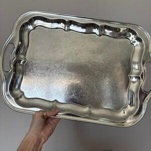 Silver tone vanity tray